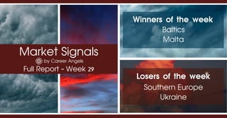 Market Signals
by Career Angels
Full Report - Week 29
Winners of the week
Southern Europe
Ukraine
Losers of the week
Baltics
Malta
 