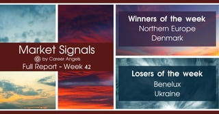 Market Signals
by Career Angels
Full Report - Week 42
Winners of the week
Benelux
Ukraine
Losers of the week
Northern Europe
Denmark
 
