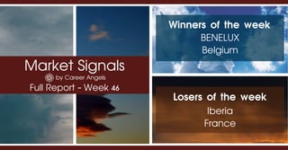Market Signals
by Career Angels
Full Report - Week 46
Winners of the week
Iberia
France
Losers of the week
BENELUX
Belgium
 