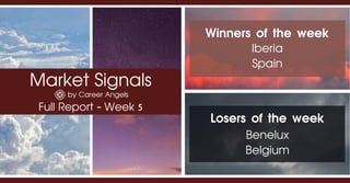 Market Signals
by Career Angels
Full Report - Week 5
Winners of the week
Iberia
Spain
Losers of the week
Benelux
Belgium
 