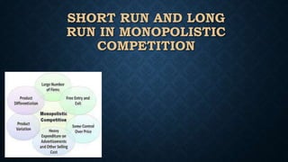 SHORT RUN AND LONG
RUN IN MONOPOLISTIC
COMPETITION
 