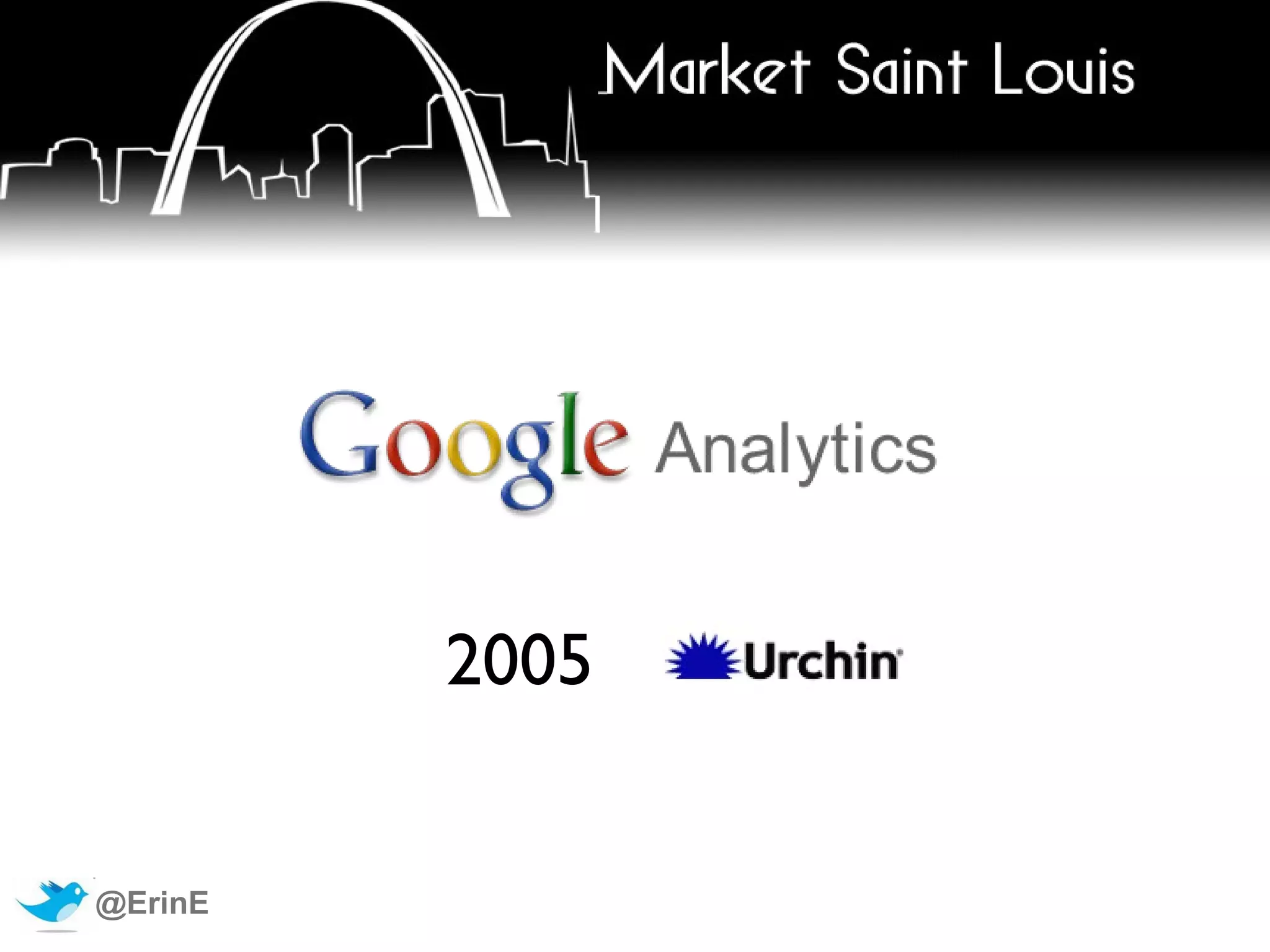 Web Analytics: “ The practice of measuring, collecting, analyzing and reporting on Internet data to understand how a site is used and to optimize its usage.” Web Analytics Association Goals : Know your users better Make design decisions based on data (not hunches) Remove barriers to sales Improve conversion rates 