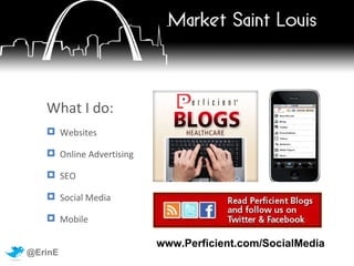 Who I work for: Perficient CRM CMS Portals Business Intelligence Business Analysis E-Commerce Search Mobile 