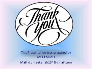 This Presentation was prepared by
MEETSHAH
Mail id : meet.shah134@gmail.com
 