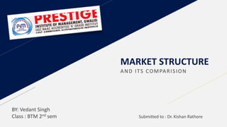 MARKET STRUCTURE
AND ITS COMPARISION
BY: Vedant Singh
Class : BTM 2nd sem Submitted to : Dr. Kishan Rathore
 