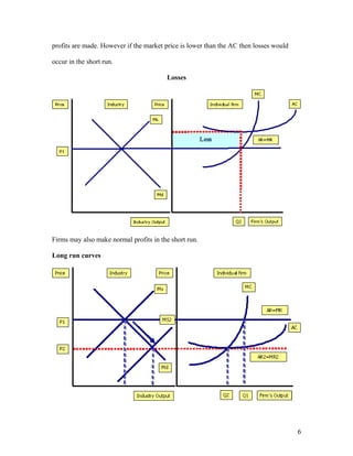 profits are made. However if the market price is lower than the AC then losses would
occur in the short run.
Losses

Firms may also make normal profits in the short run.
Long run curves

6

 