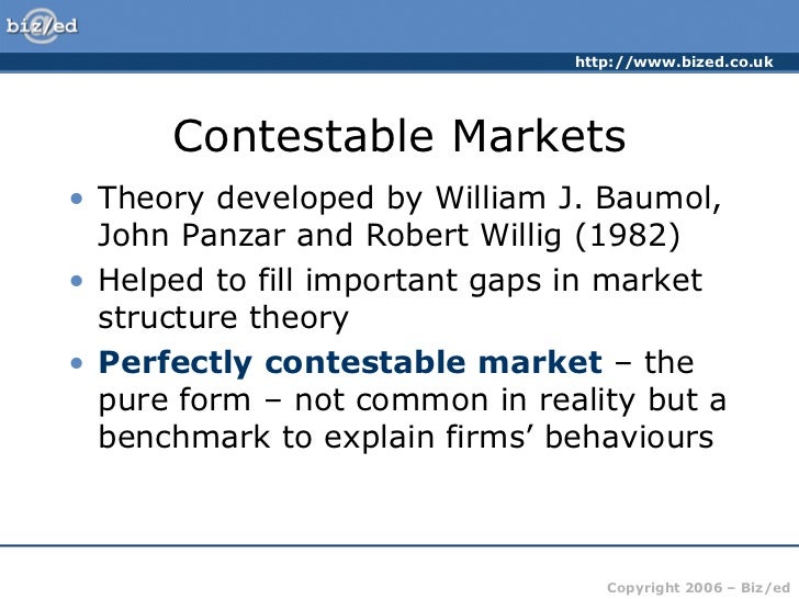 the theory of the contestable market The theory of contestable markets: applications to regulatory and antitrust problems in the rail industry (contributions in economics and economic history) by tye, william and a great. the theory of the contestable market The theory of contestable markets: applications to regulatory and antitrust problems in the rail industry (contributions in economics and economic history) by tye, william and a great.