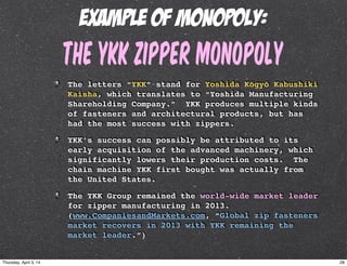 ykk zipper monopoly