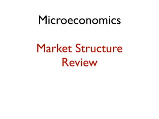 Microeconomics
Market Structure
Review
 