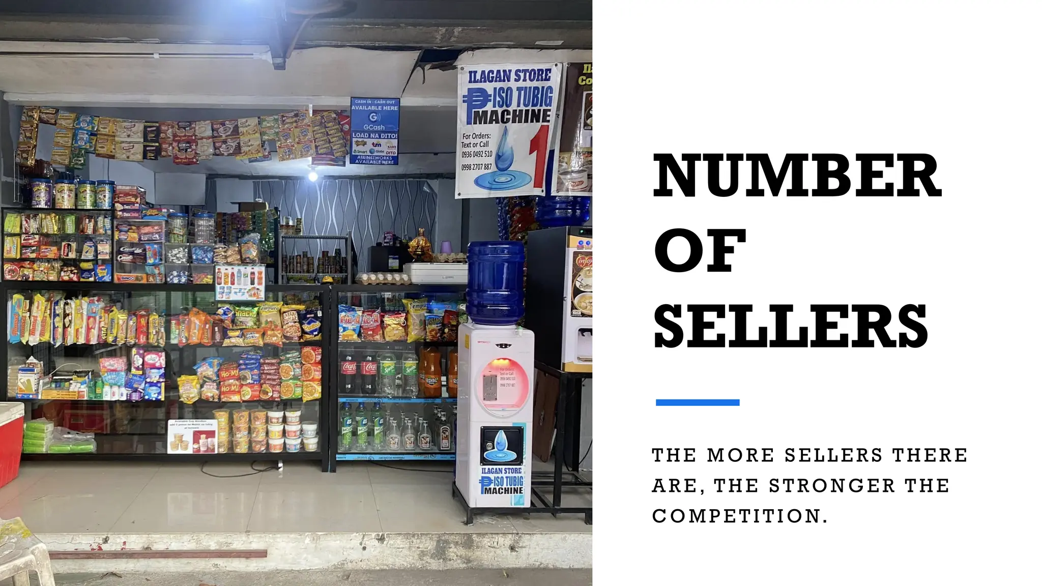 NUMBER
OF
SELLERS
T H E M O R E S E L L E R S T H E R E
A R E , T H E S T RO N G E R T H E
C O M P E T I T I O N.
 