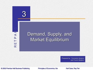 RET PA HC   3

                                    Demand, Supply, and
                                     Market Equilibrium


                                                                          Prepared by: Fernando Quijano
                                                                                      and Yvonn Quijano




© 2002 Prentice Hall Business Publishing   Principles of Economics, 6/e        Karl Case, Ray Fair
 