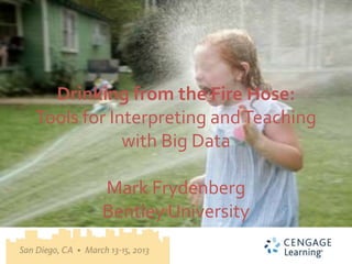 Drinking from the Fire Hose:
Tools for Interpreting and Teaching
            with Big Data

        Mark Frydenberg
        Bentley University
 