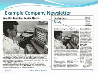 Example Company Newsletter




4/10/2012   Author: Mark D. Harrison   13
 