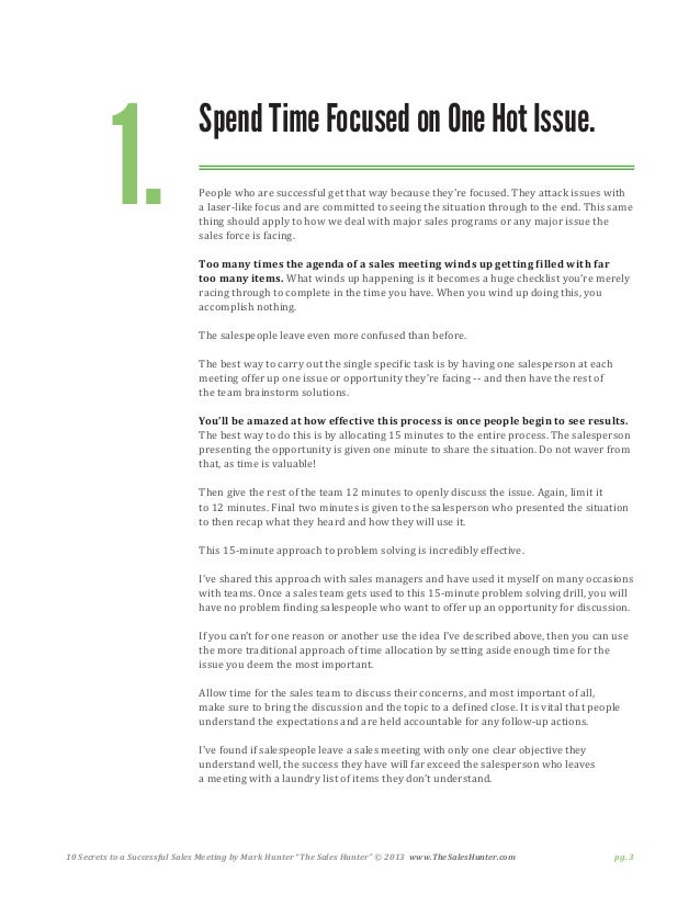 sales meeting topic