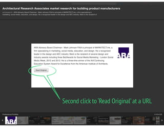Copyright © 2013 All Rights Reserved MARKITECT 
Mark Johnson FAIA|AIBD|CKD
Copyright ©	
  2013 Mark Robert Johnson FAIA
Second click to ‘Read Original’at a URL
 