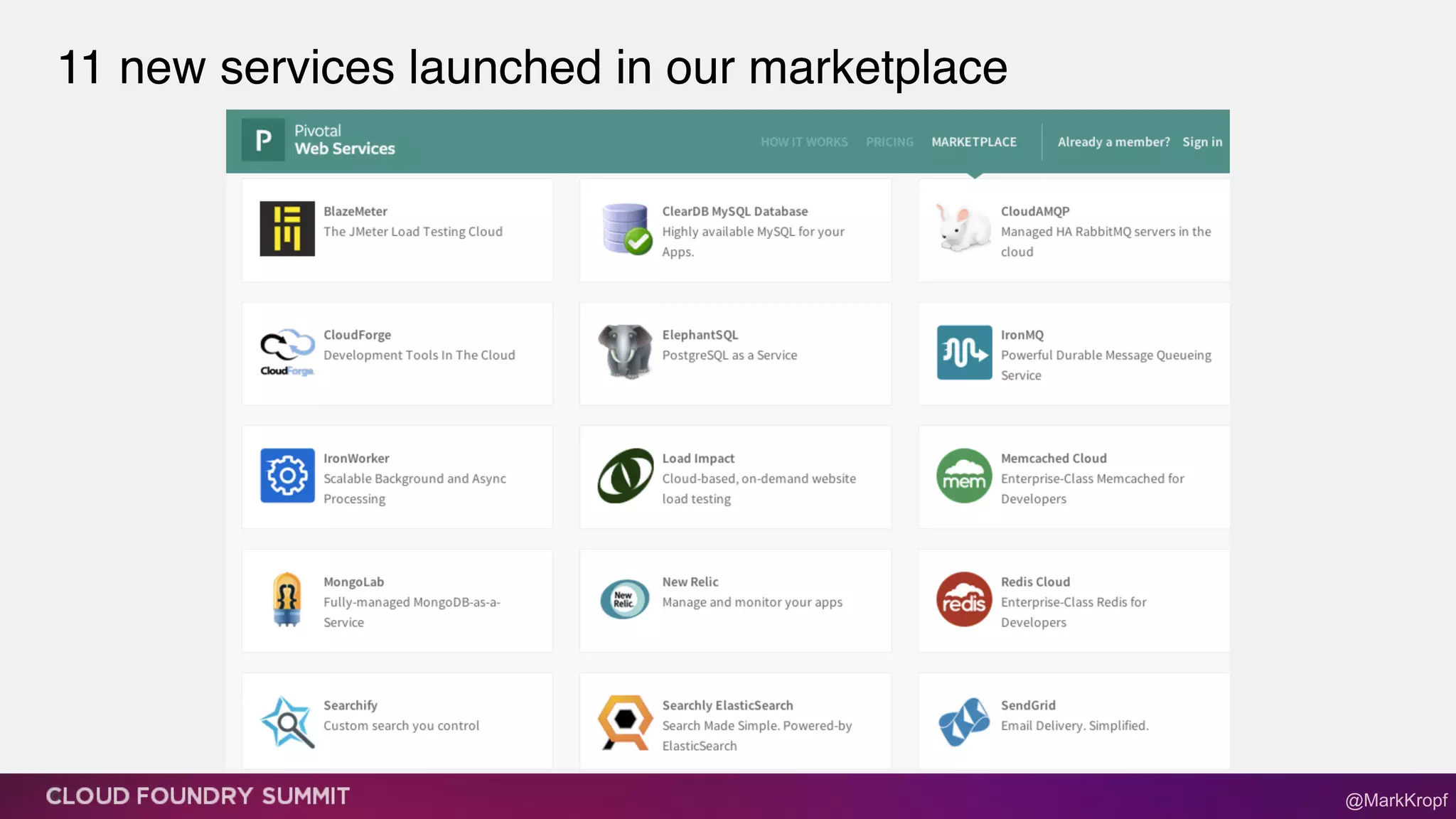 11 new services launched in our marketplace
9 @MarkKropf