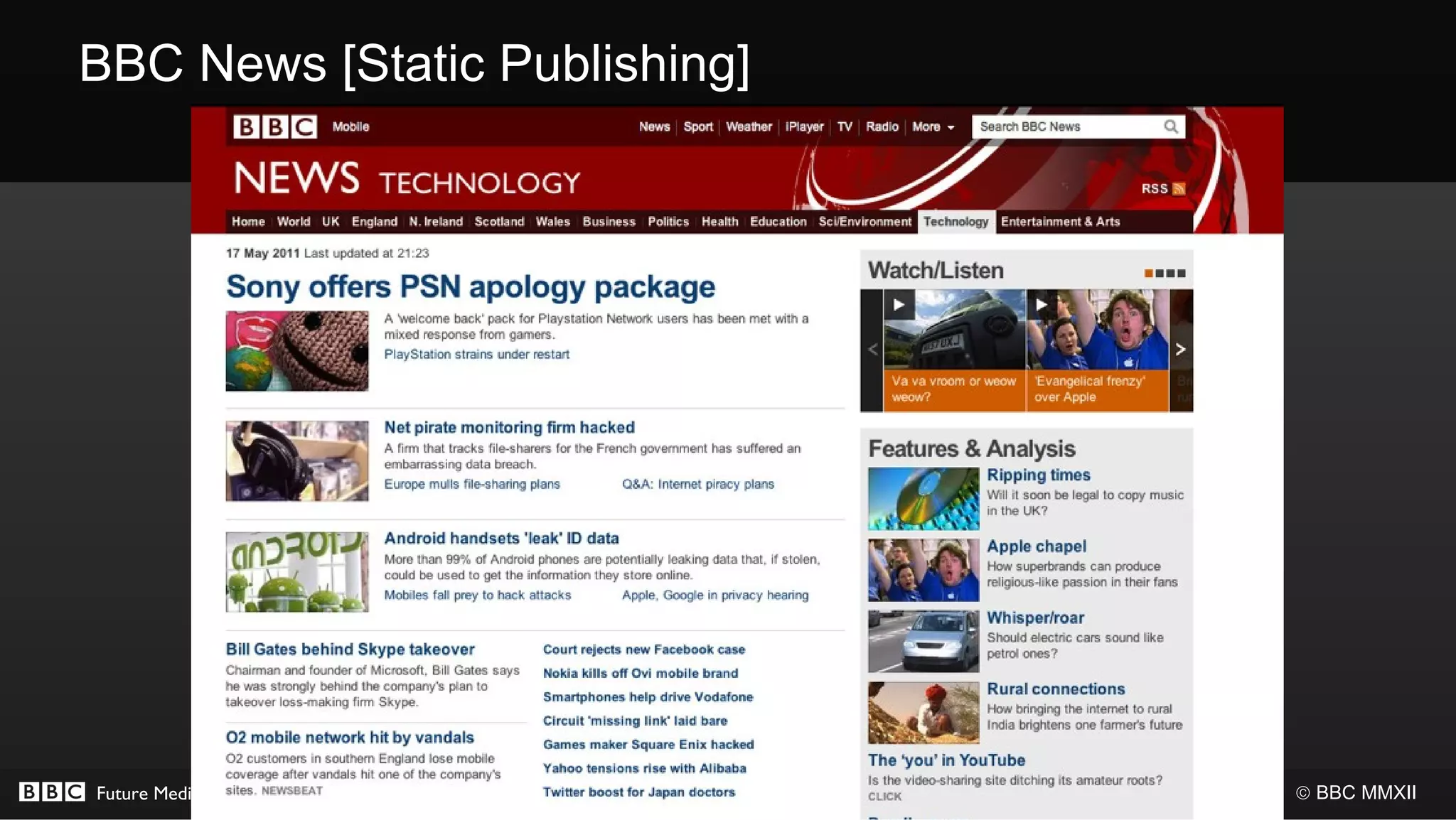 BBC News [Static Publishing]




Future Media                   © BBC MMXII
 
