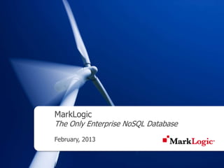 MarkLogic
The Only Enterprise NoSQL Database
February, 2013
 