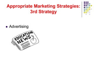 Appropriate Marketing Strategies:
          3rd Strategy


   Advertising
 