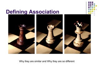 Defining Association




    Why they are similar and Why they are so different
 