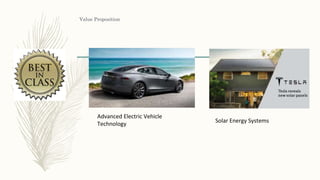 Value Proposition
Advanced Electric Vehicle
Technology
Solar Energy Systems
 
