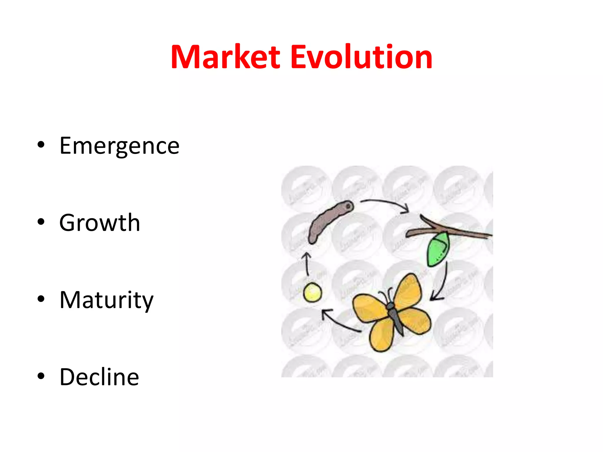 Market Evolution

• Emergence

• Growth

• Maturity

• Decline
 