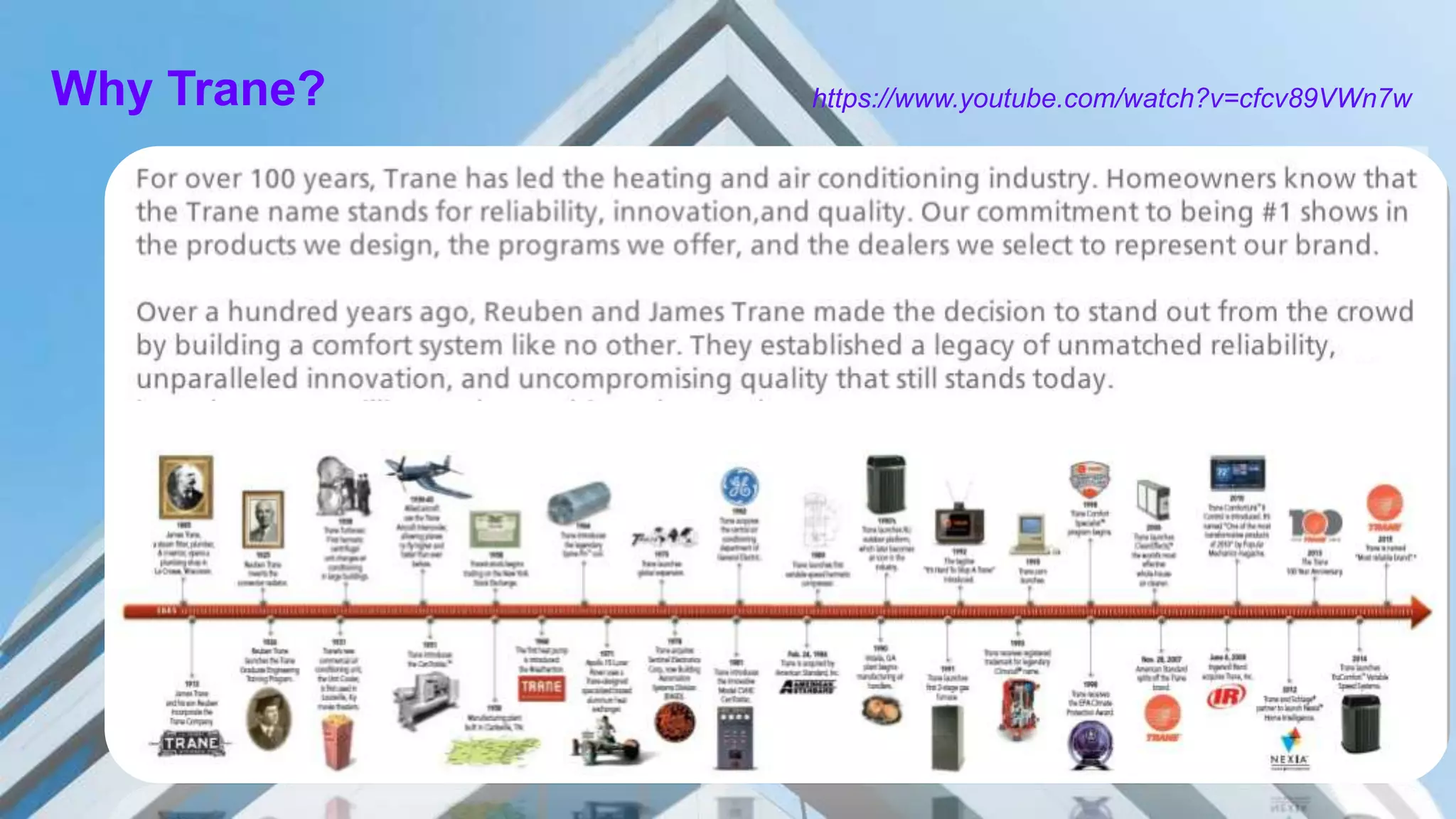 Why Trane? https://www.youtube.com/watch?v=cfcv89VWn7w
 