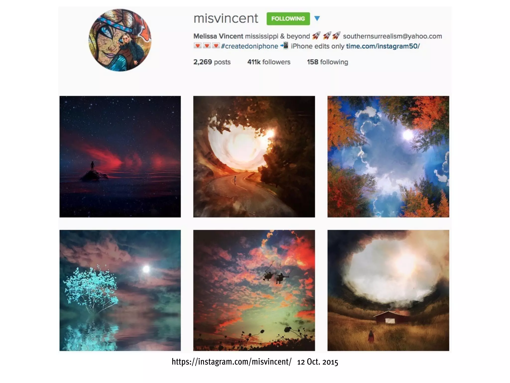 https://instagram.com/misvincent/ 12 Oct. 2015
 