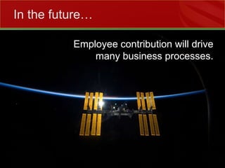Employee contribution will drivemany business processes.In the future…
