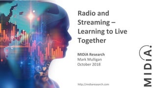 MIDiA Research
Mark Mulligan
October 2018
Radio and
Streaming –
Learning to Live
Together
http://midiaresearch.com
 