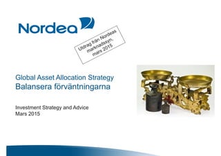 Global Asset Allocation Strategy
Balansera förväntningarna
Investment Strategy and Advice
Mars 2015
 