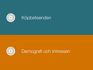 Köpbeteenden
!




Demograﬁ och intressen
 