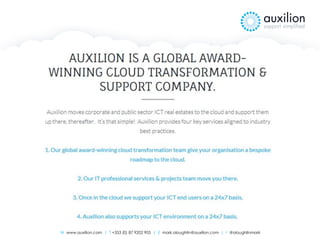 W www.auxilion.com | T +353 (0) 87 9202 905 | E mark.oloughlin@auxilion.com | t @oloughlinmark
 