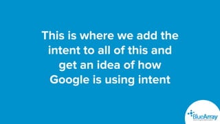 This is where we add the
intent to all of this and
get an idea of how
Google is using intent
 