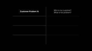 Customer-Problem ﬁt

Who is my customer?
What is her problem?

 