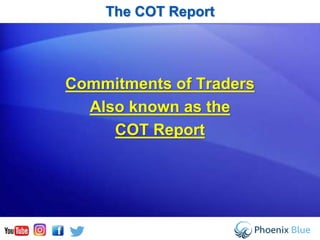 The COT Report
Commitments of Traders
Also known as the
COT Report
 