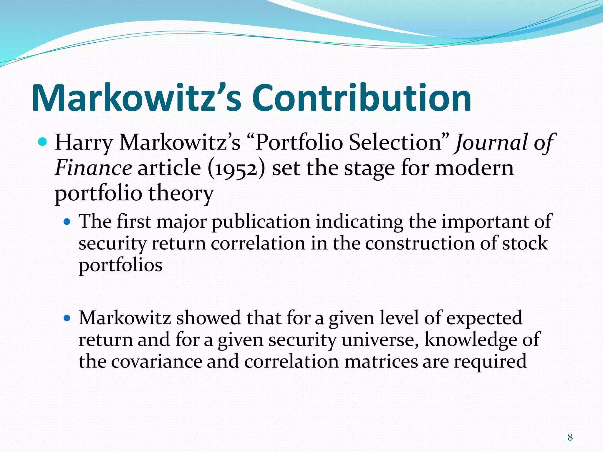 Modern Portfolio Theory | PPTX