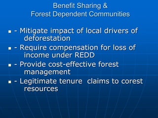 Sharing REDD Benefits with Forest Dependent Communities | PDF