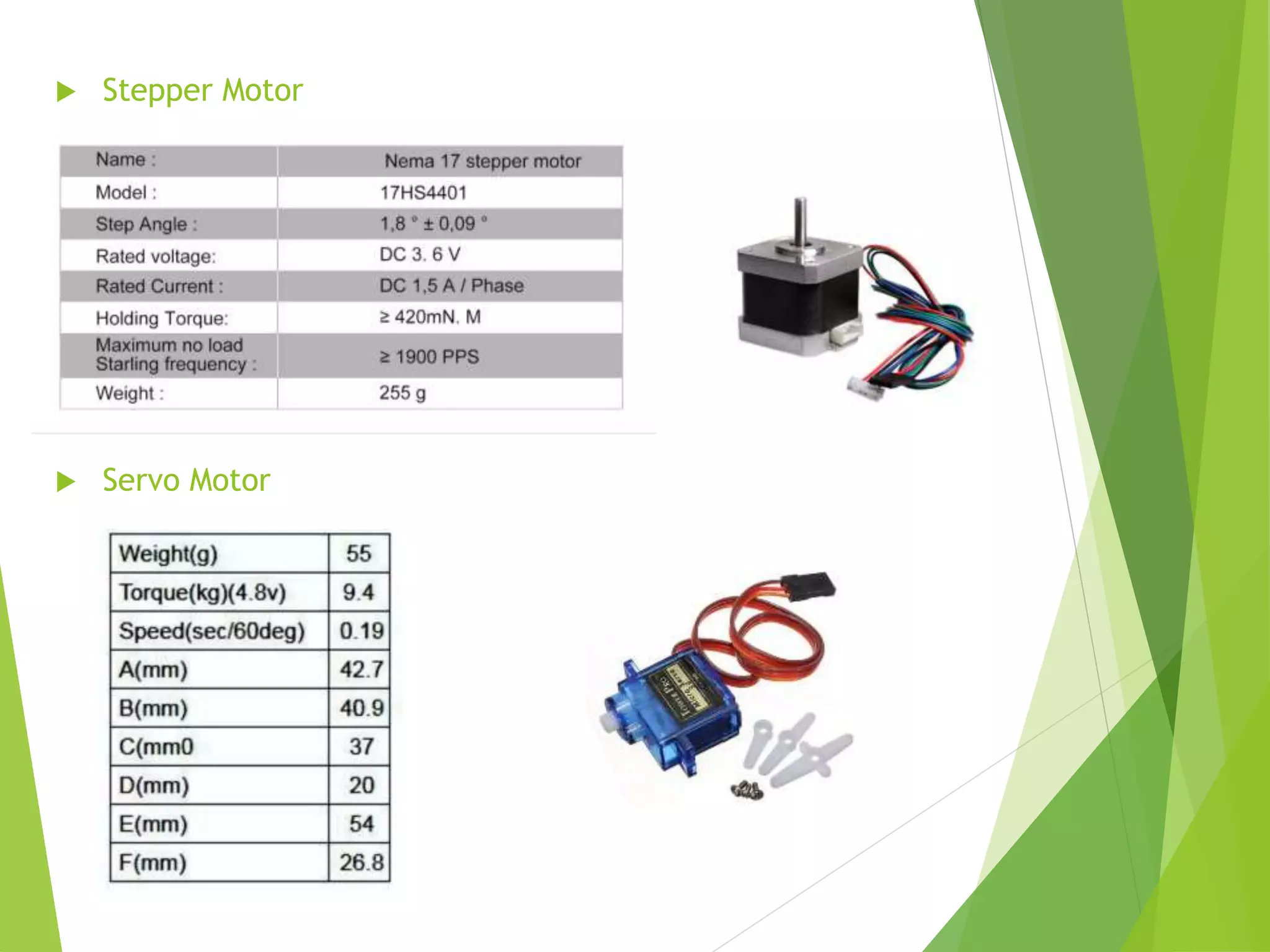 Stepper Motor
 Servo Motor
 