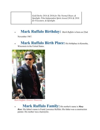 Mark Ruffalo | Biography, Upcoming Movies, Net Worth | PDF