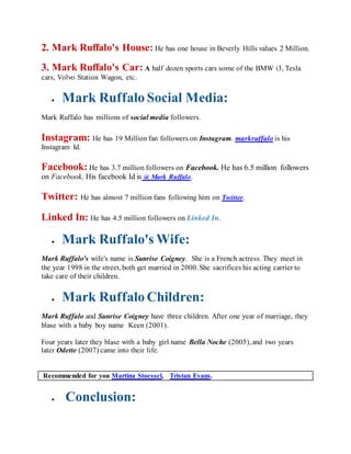 Mark Ruffalo | Biography, Upcoming Movies, Net Worth | DOCX