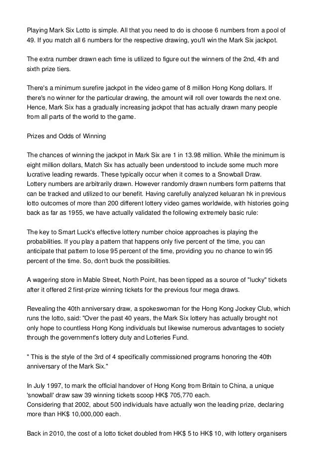 Mark Six Lotto Exposed Get Ready For Snowball Drawings And Many Oth