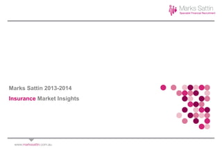 Marks Sattin 2013-2014
Insurance Market Insights

 
