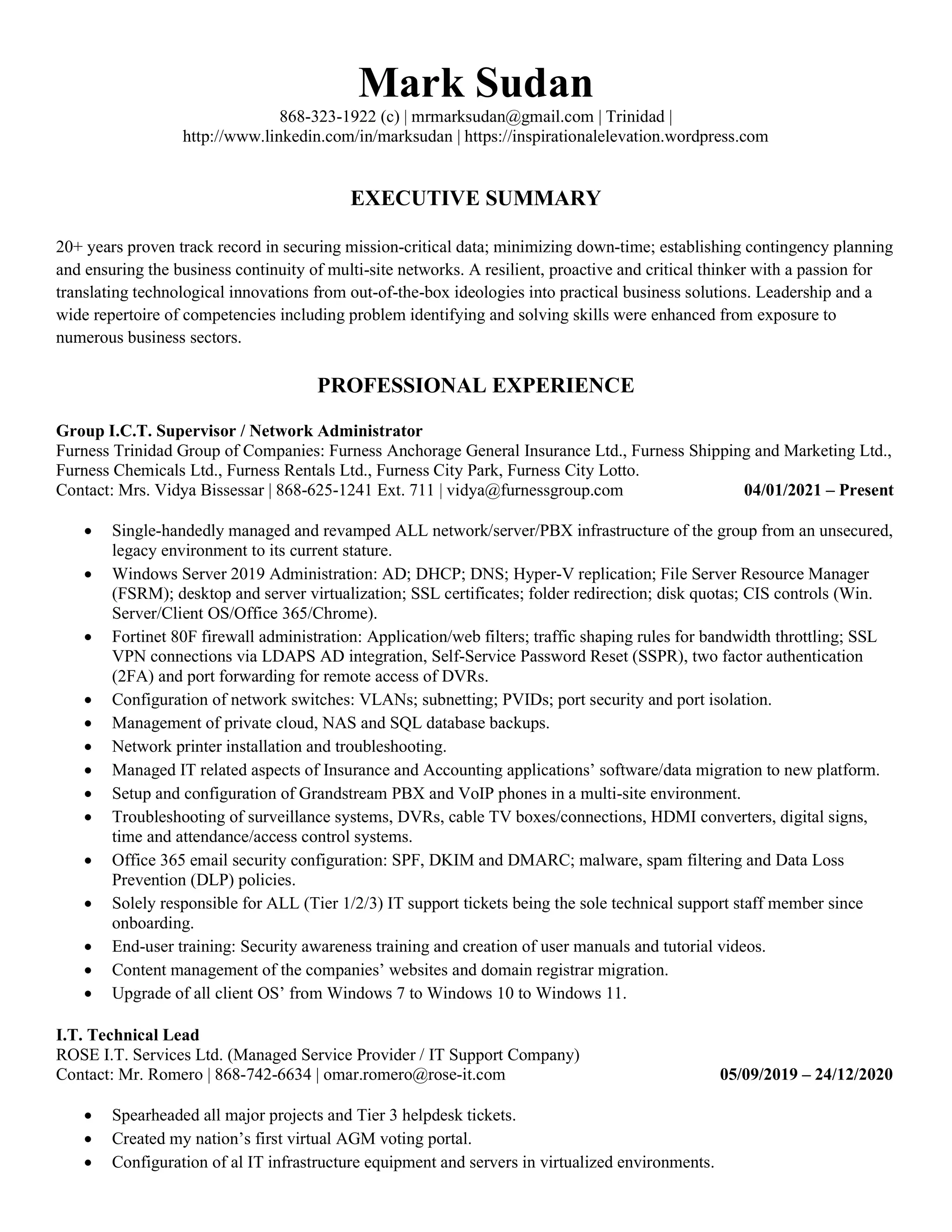 Mark Sudan ATS Resume / Curriculum Vitae | PDF