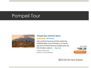 Pompeii Tour
$372.52 for two tickets
 