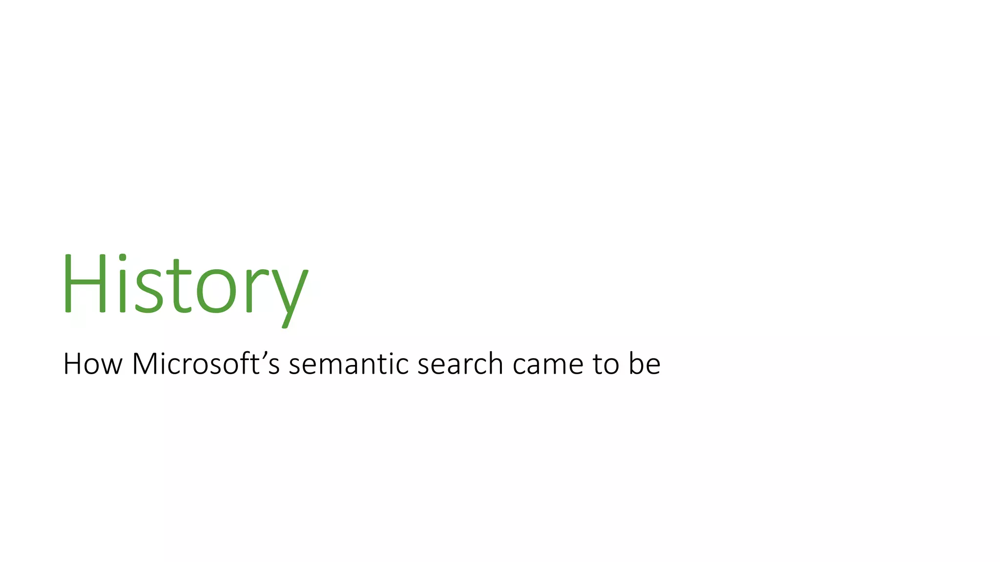 History
How Microsoft’s semantic search came to be
 