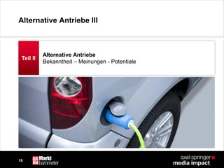 18
Teil II
Alternative Antriebe
Bekanntheit – Meinungen - Potentiale
Alternative Antriebe III
 
