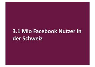 3.1	
  Mio	
  Facebook	
  Nutzer	
  in	
  
der	
  Schweiz   	
  
 