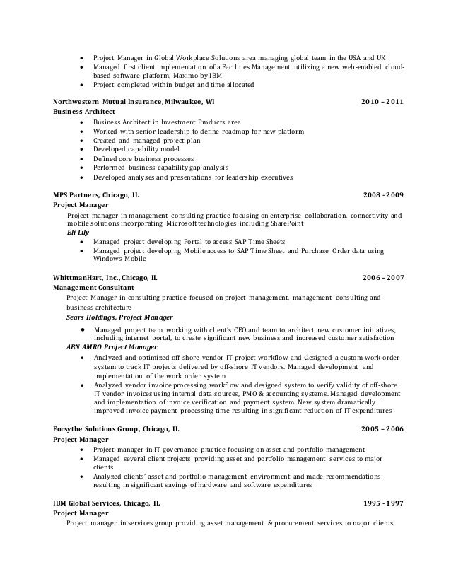 web project manager resumes