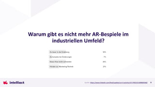 Warum gibt es nicht mehr AR-Bespiele im
industriellen Umfeld?
9
Quelle: https://www.linkedin.com/feed/update/urn:li:activity:6717492531589869568/
 